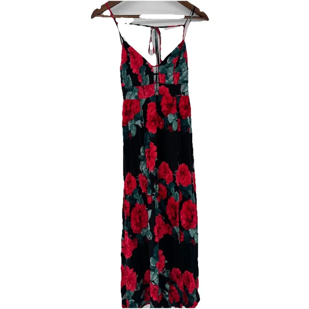 Aakaa small floral backless rose print‎ maxi dress romantic festival beachy